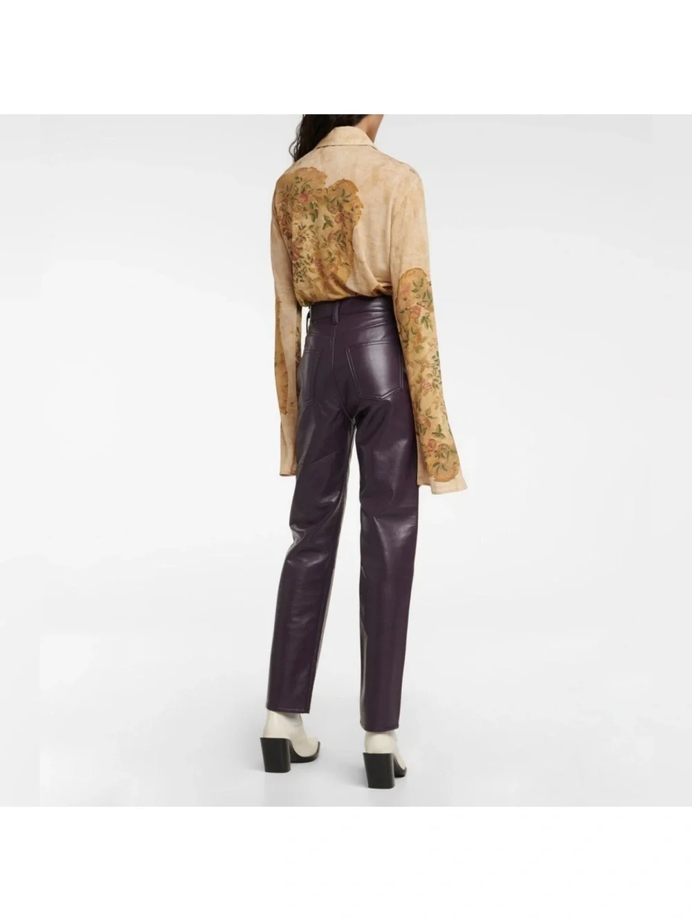 Agolde 90s Pinch Waist High Rise Straight Recycled Leather Jeans, NWT, Size 27_2